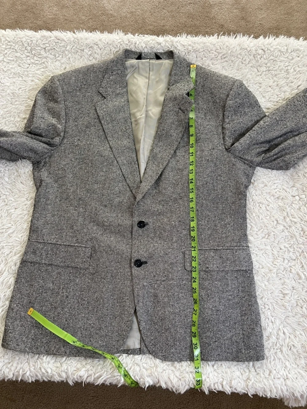 John Alexander 100% Silk Sport Coat Blazer Foley's Size 43R Gray Business Formal